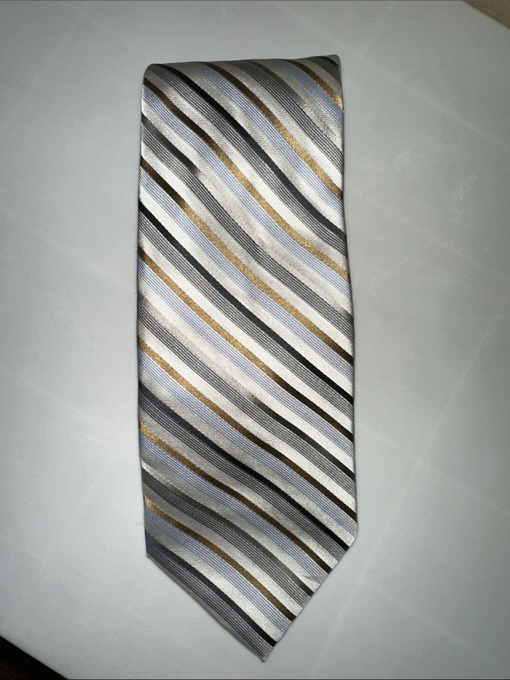 Calvin Klein Silver, Gold & Grey Diagonal Stripe Tie